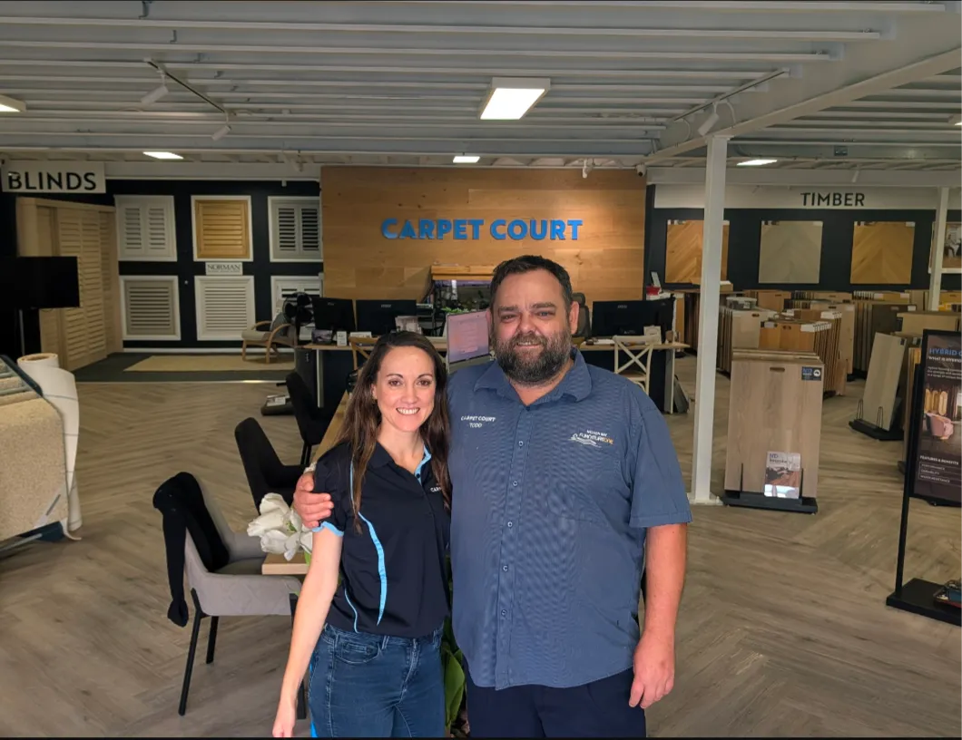 Todd and Maayan, Nelson Bay Carpet Court owners