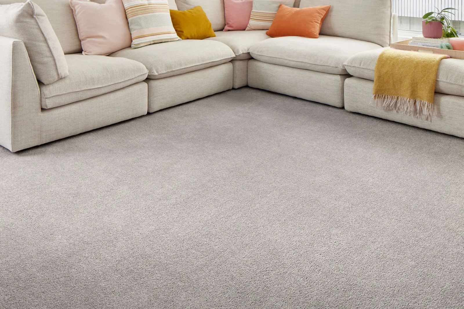 Hideaway Lodge carpet in a living room with a cream sectional